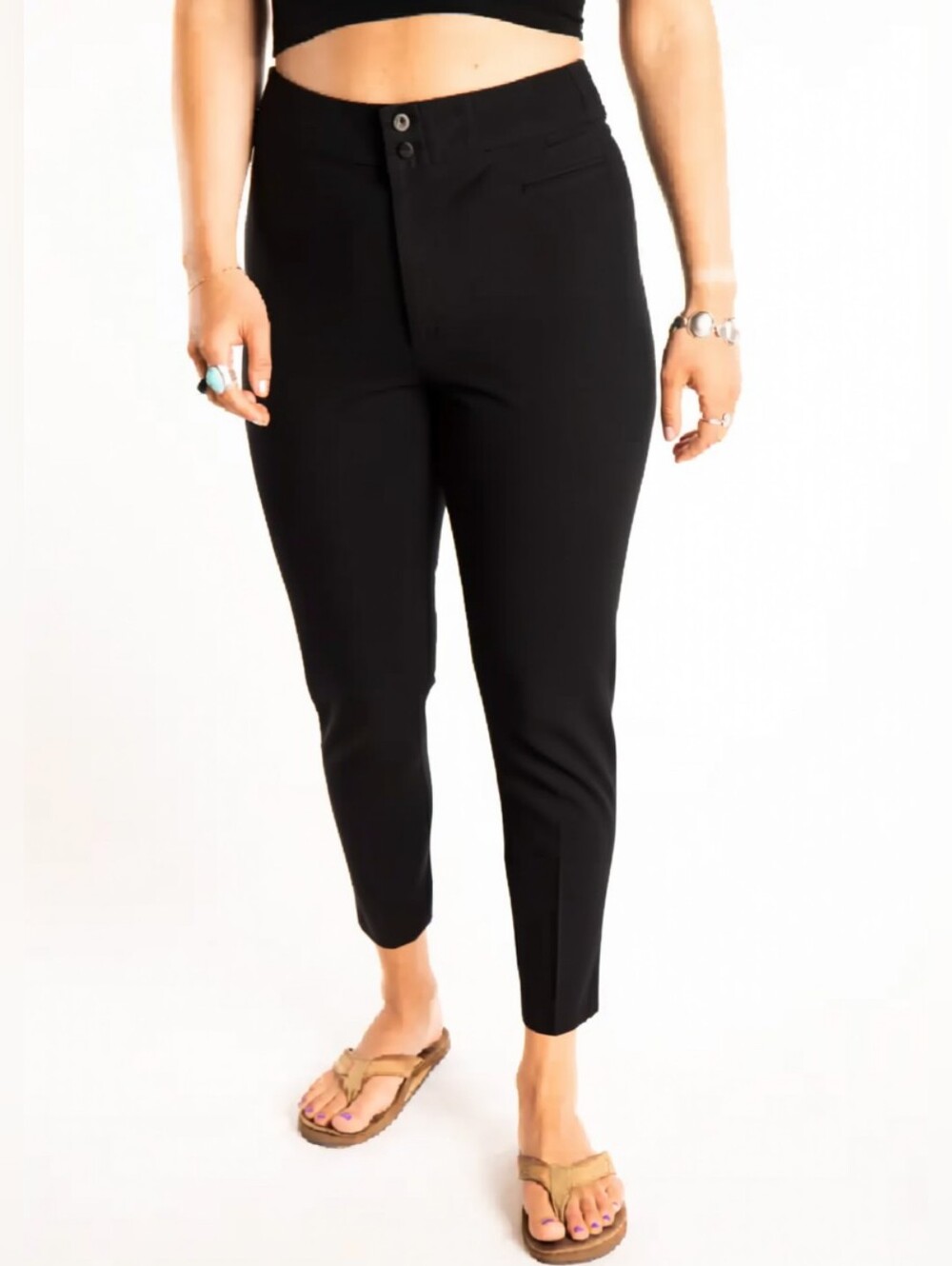 Style & Company Petite Black Straight Leg Cropped Dress Pants Size 12P